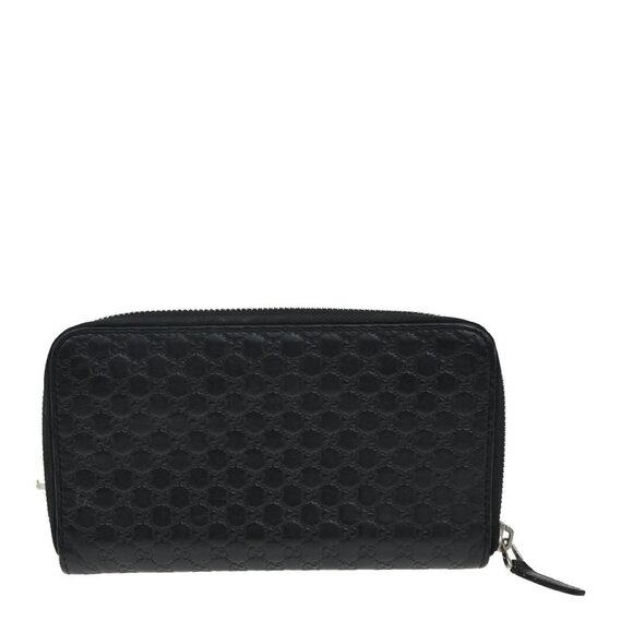 GUCCI Micro Guccissima GG Pattern Zip Around Long Wallet Leather Black - Picture 4 of 15